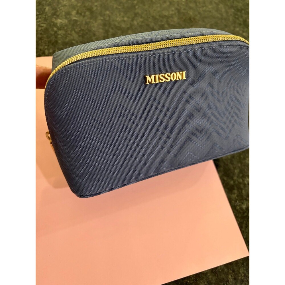 Missoni Blue Chevron Cosmetic Bag Pouch